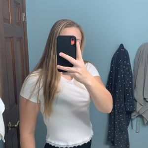 White Cropped Tee; M